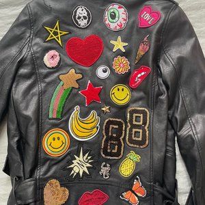 Leather Jacket Motto Patched Gen Z